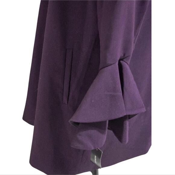 Alfani Royal Purple Zippered Bell Sleeve Jacket / Dress‎ Size Medium New! - Picture 4 of 10
